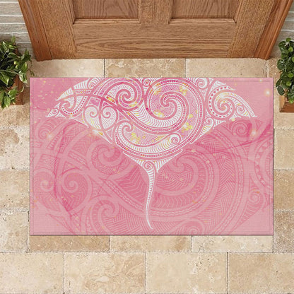 Breast Cancer Movement Maori Aotearoa Rubber Doormat Manta Ray - Pink Glaze