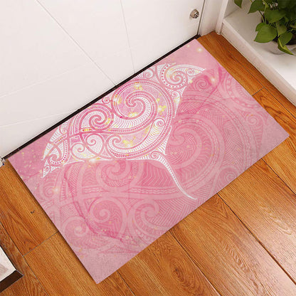 Breast Cancer Movement Maori Aotearoa Rubber Doormat Manta Ray - Pink Glaze