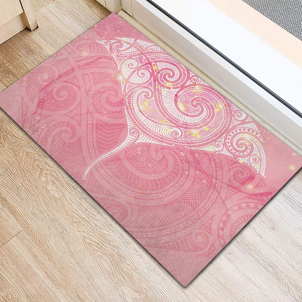 Breast Cancer Movement Maori Aotearoa Rubber Doormat Manta Ray - Pink Glaze
