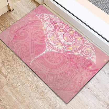 Breast Cancer Movement Maori Aotearoa Rubber Doormat Manta Ray - Pink Glaze