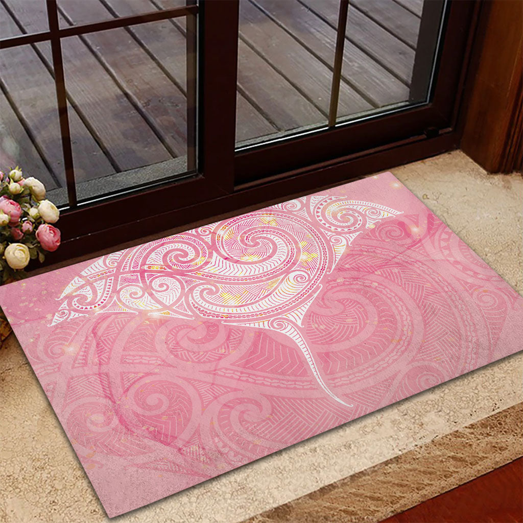 Breast Cancer Movement Maori Aotearoa Rubber Doormat Manta Ray - Pink Glaze