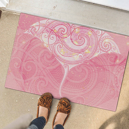 Breast Cancer Movement Maori Aotearoa Rubber Doormat Manta Ray - Pink Glaze