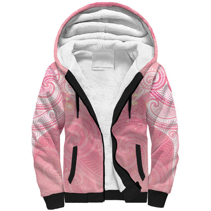 Breast Cancer Movement Maori Aotearoa Sherpa Hoodie Manta Ray - Pink Glaze