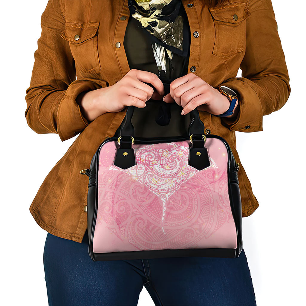 Breast Cancer Movement Maori Aotearoa Shoulder Handbag Manta Ray - Pink Glaze