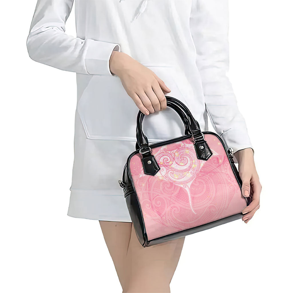 Breast Cancer Movement Maori Aotearoa Shoulder Handbag Manta Ray - Pink Glaze