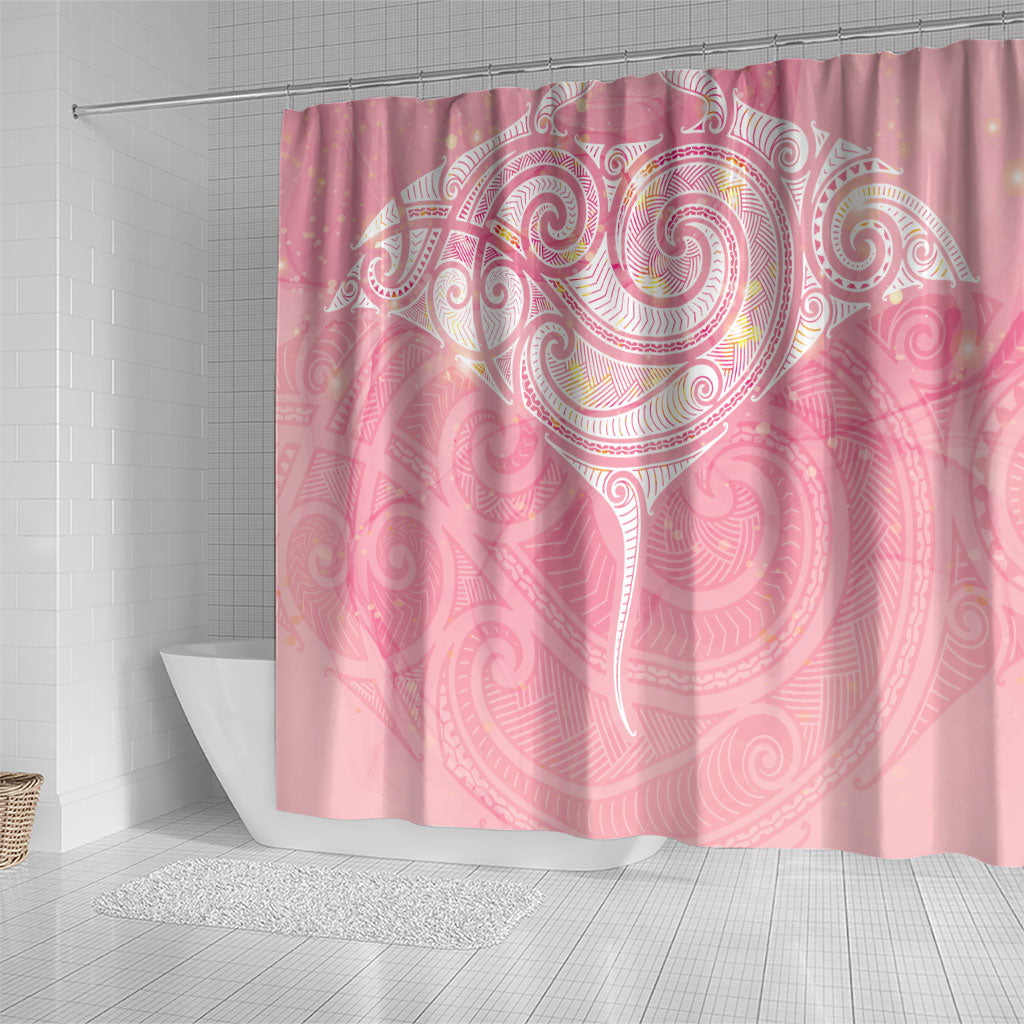Breast Cancer Movement Maori Aotearoa Shower Curtain Manta Ray - Pink Glaze