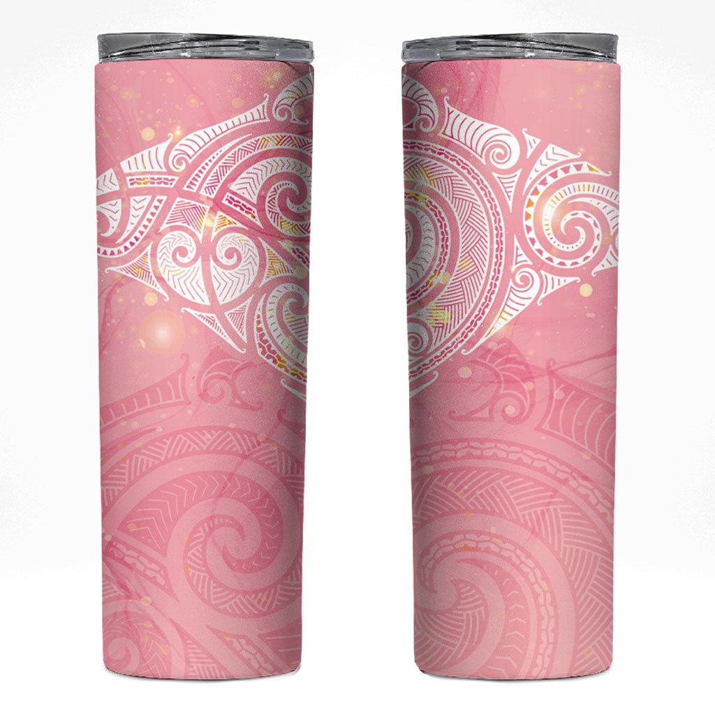 Breast Cancer Movement Maori Aotearoa Skinny Tumbler Manta Ray - Pink Glaze