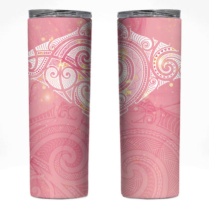 Breast Cancer Movement Maori Aotearoa Skinny Tumbler Manta Ray - Pink Glaze