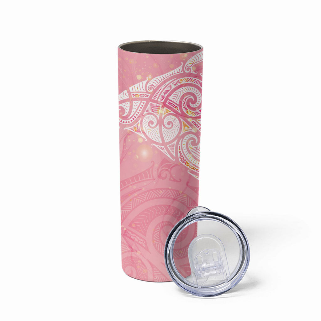 Breast Cancer Movement Maori Aotearoa Skinny Tumbler Manta Ray - Pink Glaze