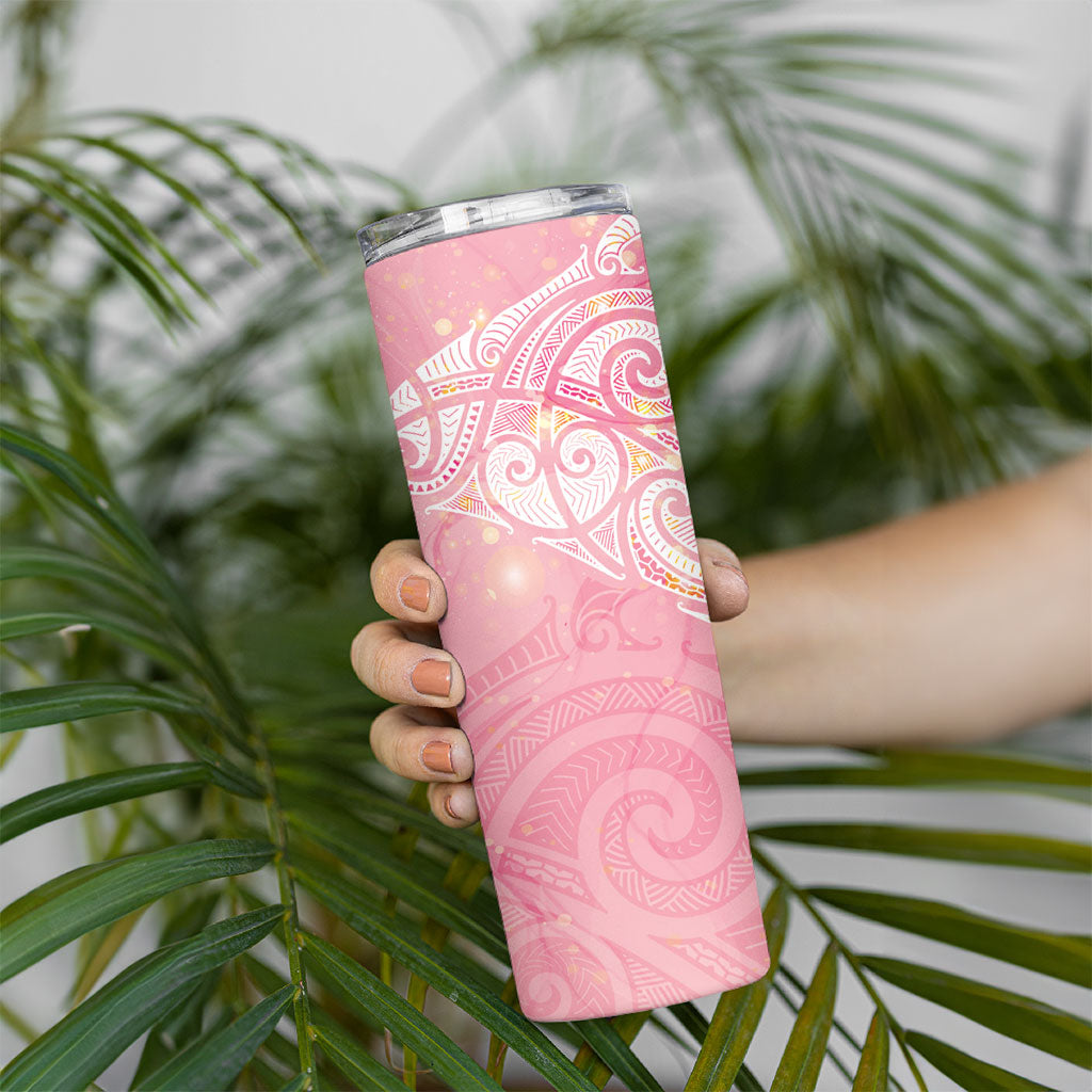 Breast Cancer Movement Maori Aotearoa Skinny Tumbler Manta Ray - Pink Glaze