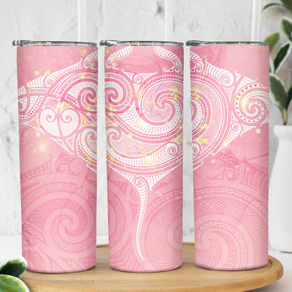 Breast Cancer Movement Maori Aotearoa Skinny Tumbler Manta Ray - Pink Glaze