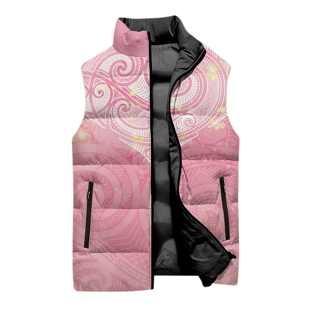 Breast Cancer Movement Maori Aotearoa Sleeveless Puffer Jacket Manta Ray - Pink Glaze