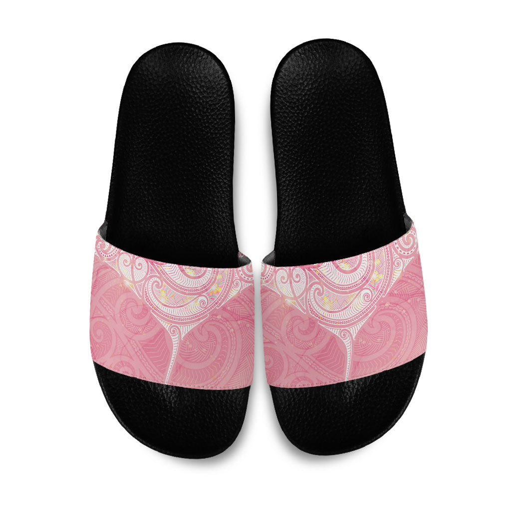 Breast Cancer Movement Maori Aotearoa Slide Sandals Manta Ray - Pink Glaze