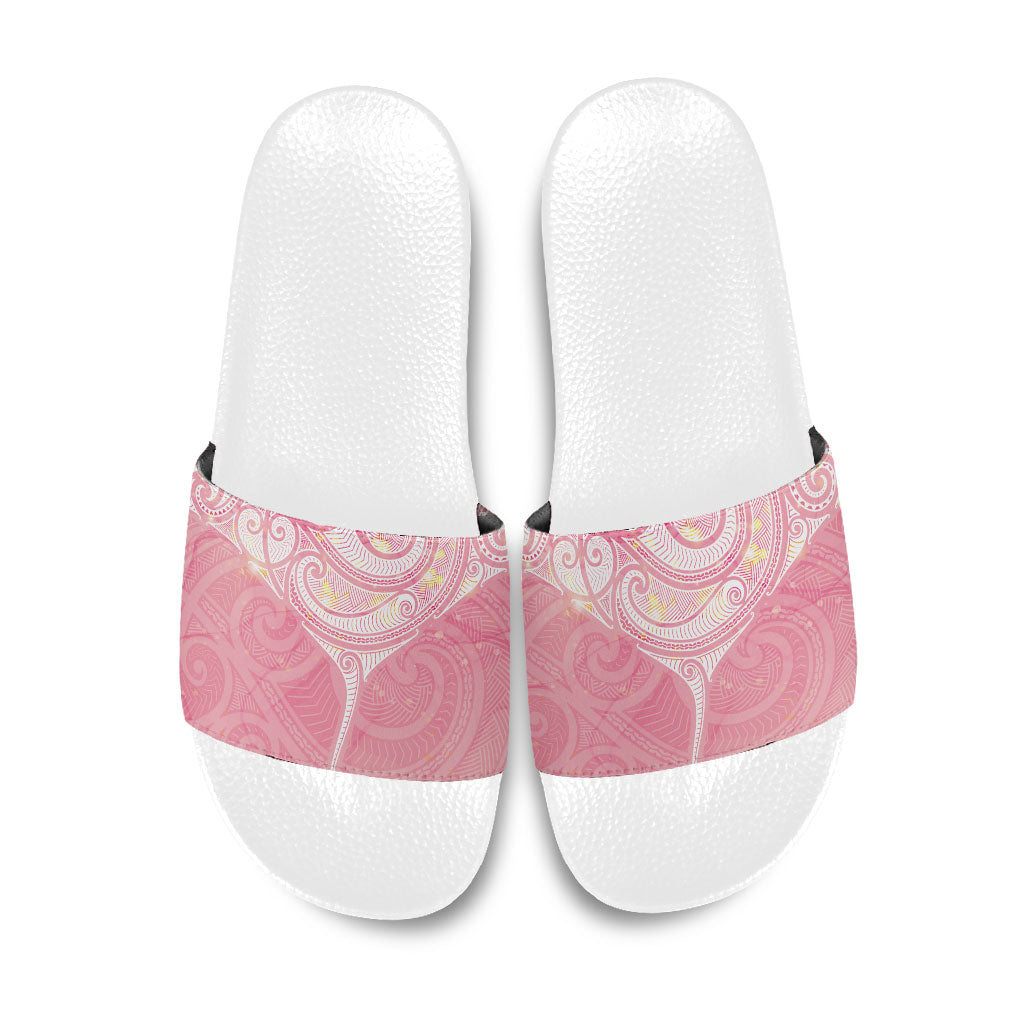 Breast Cancer Movement Maori Aotearoa Slide Sandals Manta Ray - Pink Glaze