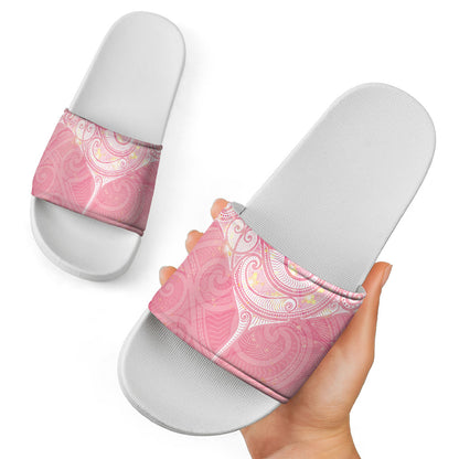 Breast Cancer Movement Maori Aotearoa Slide Sandals Manta Ray - Pink Glaze