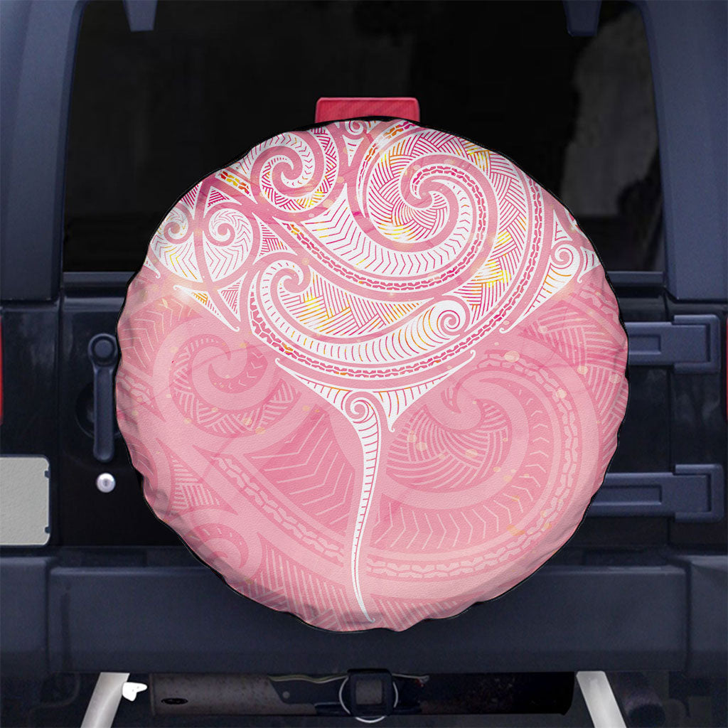 Breast Cancer Movement Maori Aotearoa Spare Tire Cover Manta Ray - Pink Glaze