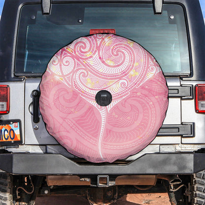 Breast Cancer Movement Maori Aotearoa Spare Tire Cover Manta Ray - Pink Glaze