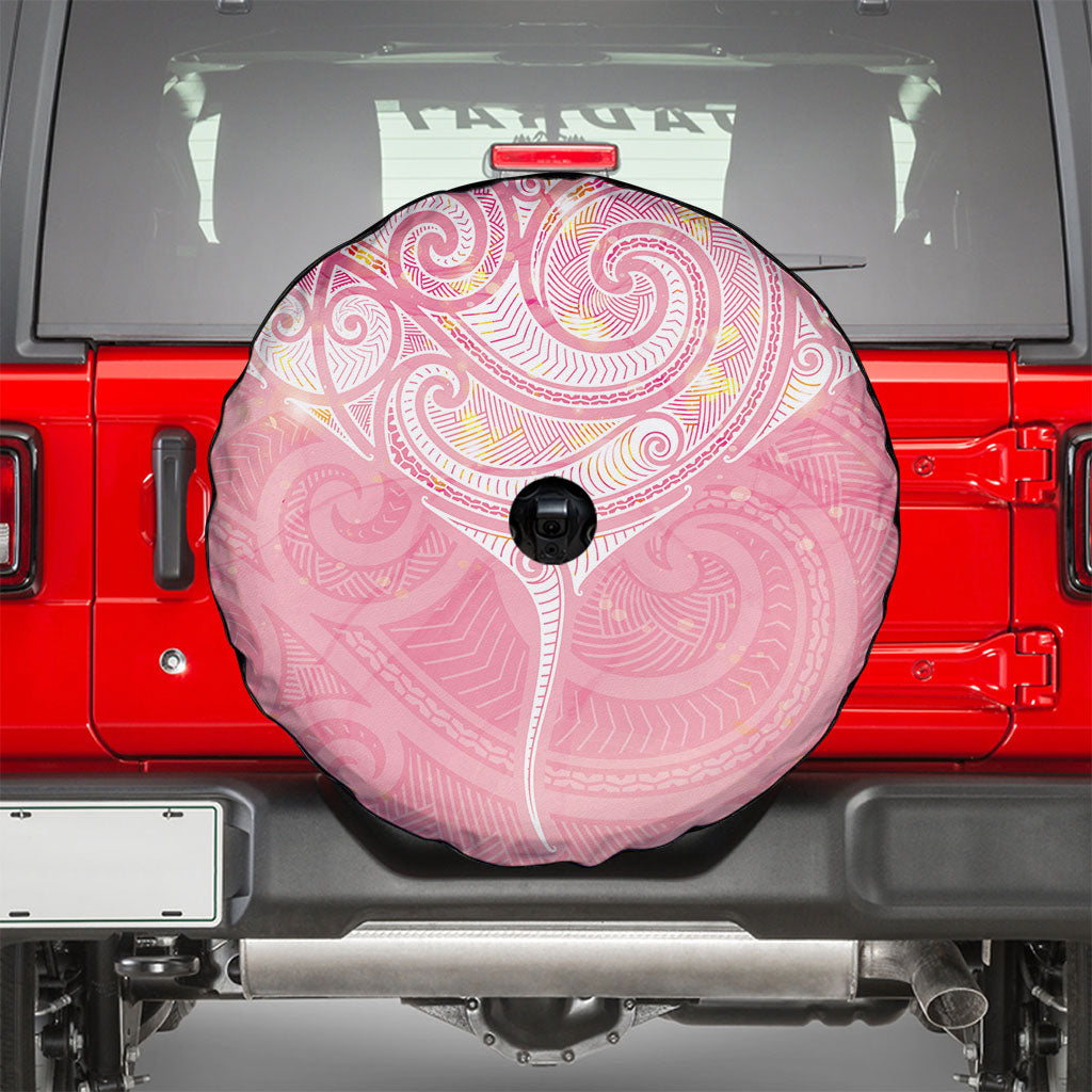 Breast Cancer Movement Maori Aotearoa Spare Tire Cover Manta Ray - Pink Glaze