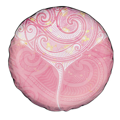 Breast Cancer Movement Maori Aotearoa Spare Tire Cover Manta Ray - Pink Glaze