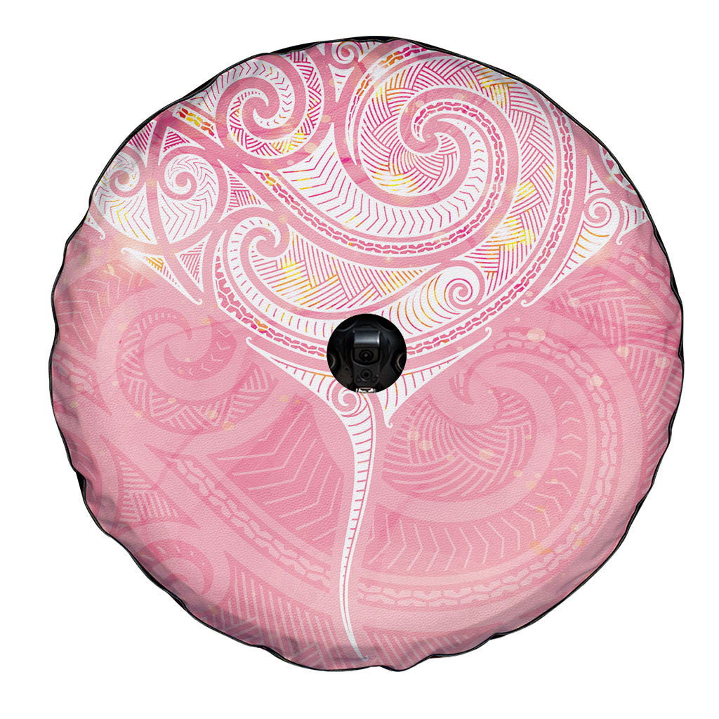 Breast Cancer Movement Maori Aotearoa Spare Tire Cover Manta Ray - Pink Glaze