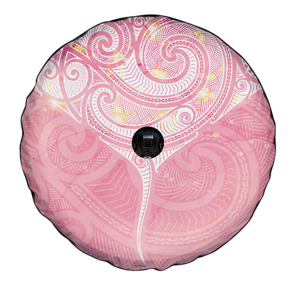 Breast Cancer Movement Maori Aotearoa Spare Tire Cover Manta Ray - Pink Glaze