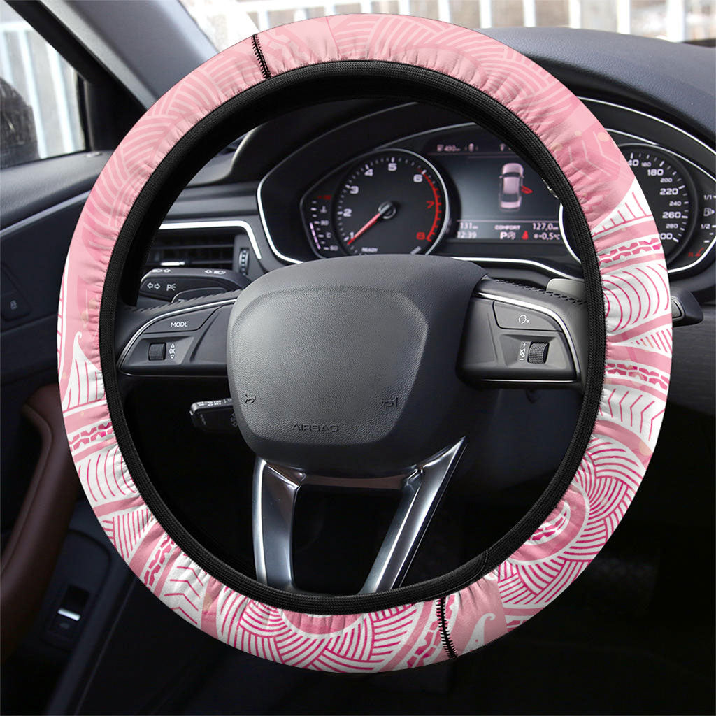 Breast Cancer Movement Maori Aotearoa Steering Wheel Cover Manta Ray - Pink Glaze