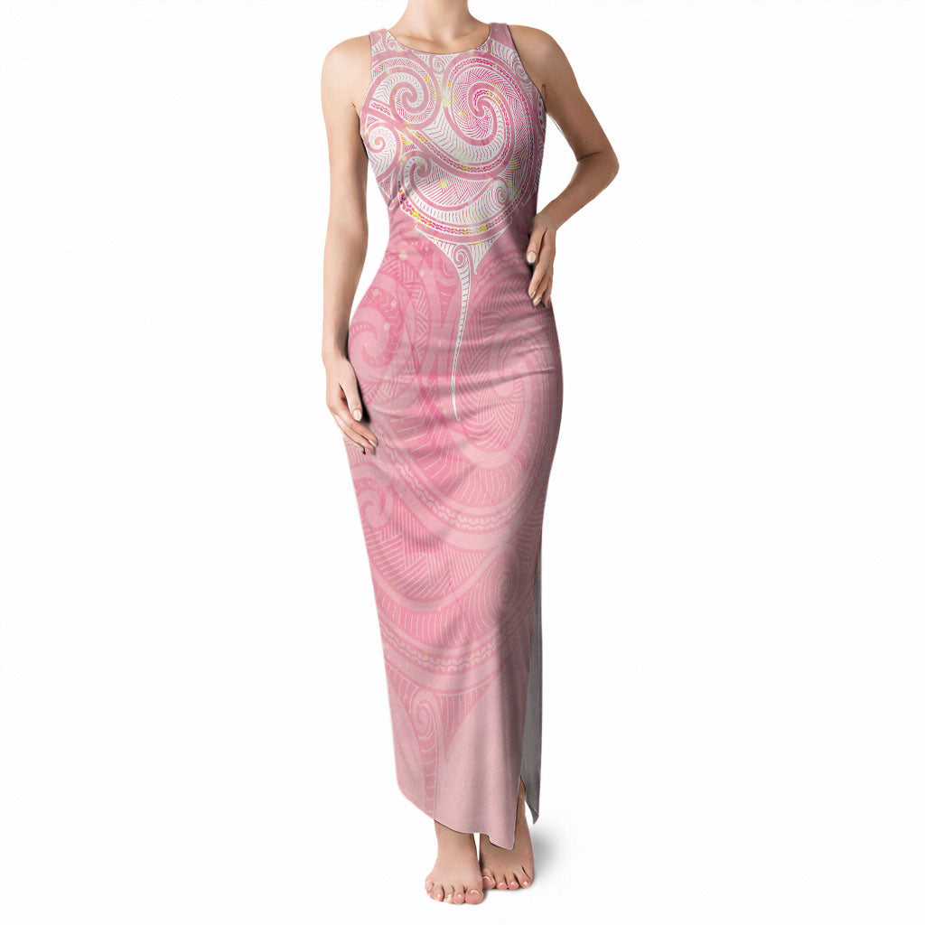 Breast Cancer Movement Maori Aotearoa Tank Maxi Dress Manta Ray - Pink Glaze