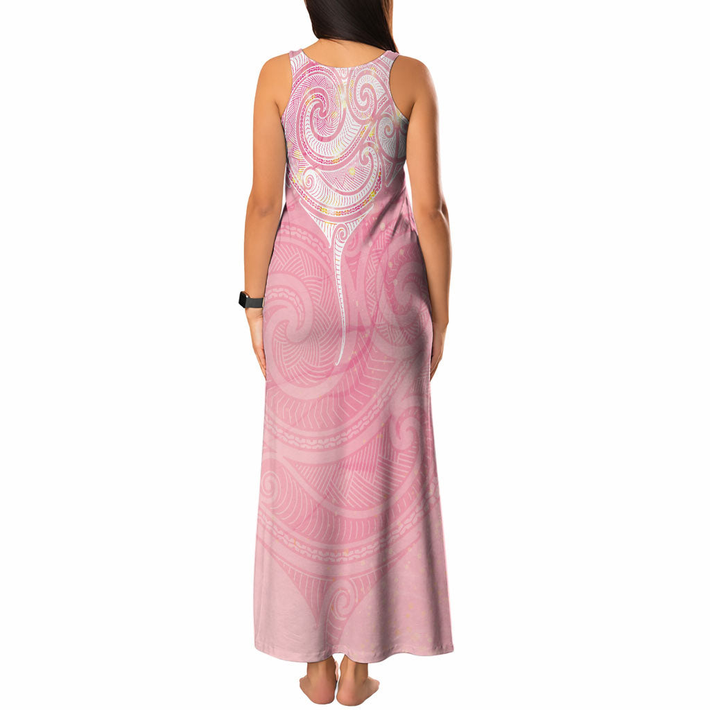 Breast Cancer Movement Maori Aotearoa Tank Maxi Dress Manta Ray - Pink Glaze