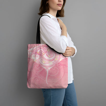 Breast Cancer Movement Maori Aotearoa Tote Bag Manta Ray - Pink Glaze