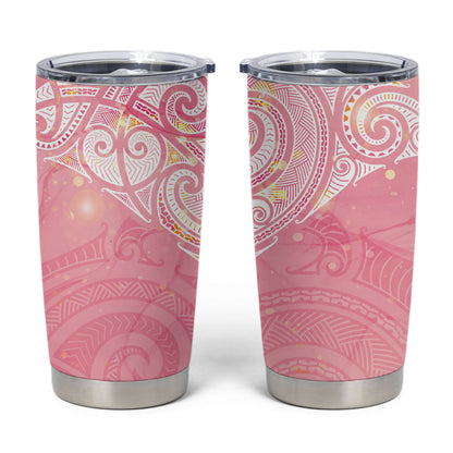 Breast Cancer Movement Maori Aotearoa Tumbler Cup Manta Ray - Pink Glaze