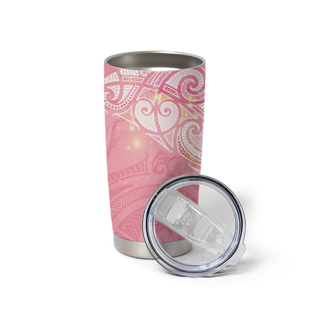 Breast Cancer Movement Maori Aotearoa Tumbler Cup Manta Ray - Pink Glaze