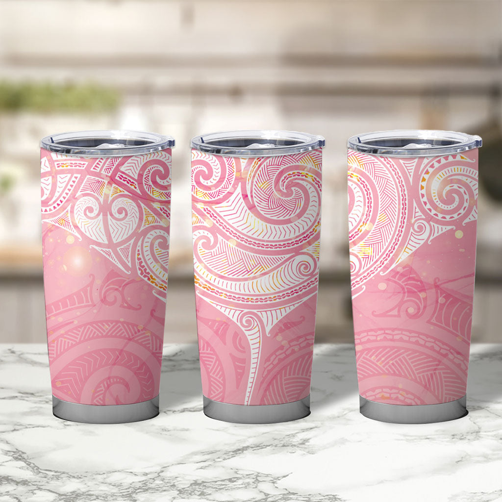 Breast Cancer Movement Maori Aotearoa Tumbler Cup Manta Ray - Pink Glaze