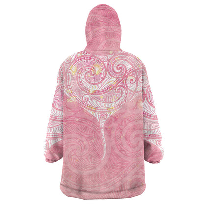 Breast Cancer Movement Maori Aotearoa Wearable Blanket Hoodie Manta Ray - Pink Glaze