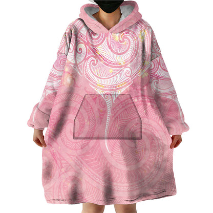 Breast Cancer Movement Maori Aotearoa Wearable Blanket Hoodie Manta Ray - Pink Glaze