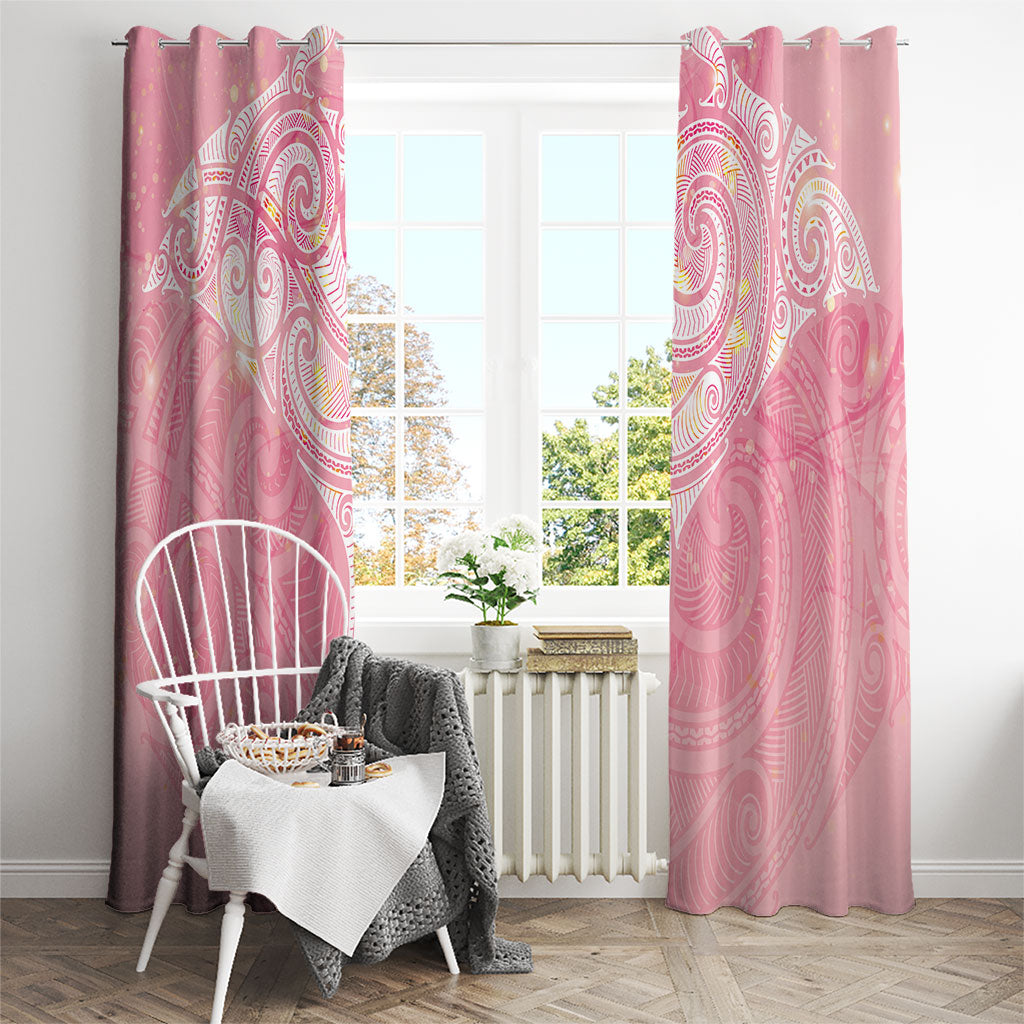 Breast Cancer Movement Maori Aotearoa Window Curtain Manta Ray - Pink Glaze