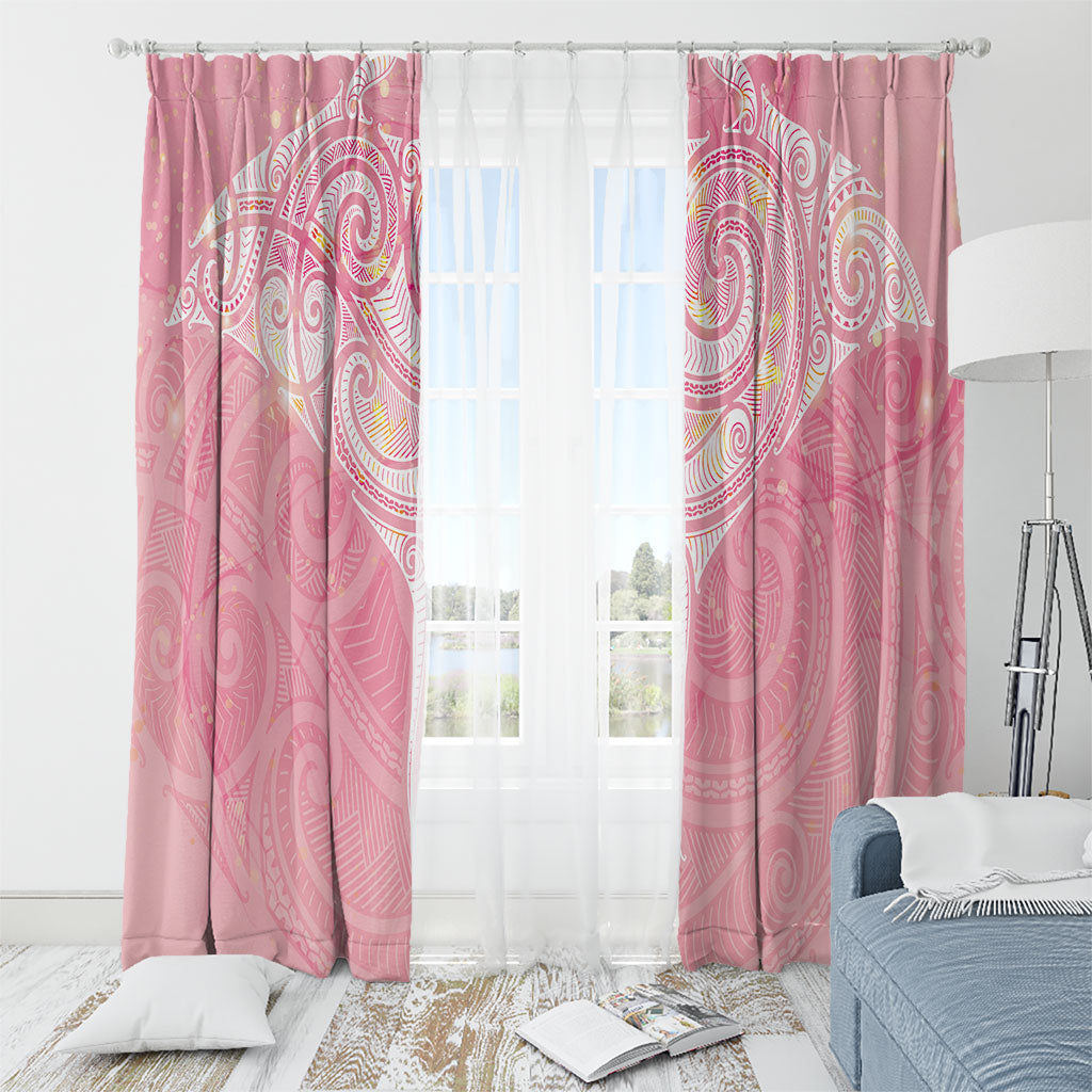 Breast Cancer Movement Maori Aotearoa Window Curtain Manta Ray - Pink Glaze
