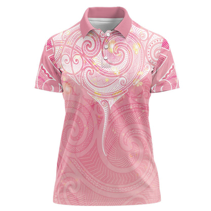Breast Cancer Movement Maori Aotearoa Women Polo Shirt Manta Ray - Pink Glaze