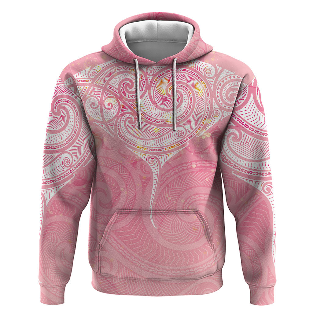Breast Cancer Movement Maori Aotearoa Zip Hoodie Manta Ray - Pink Glaze
