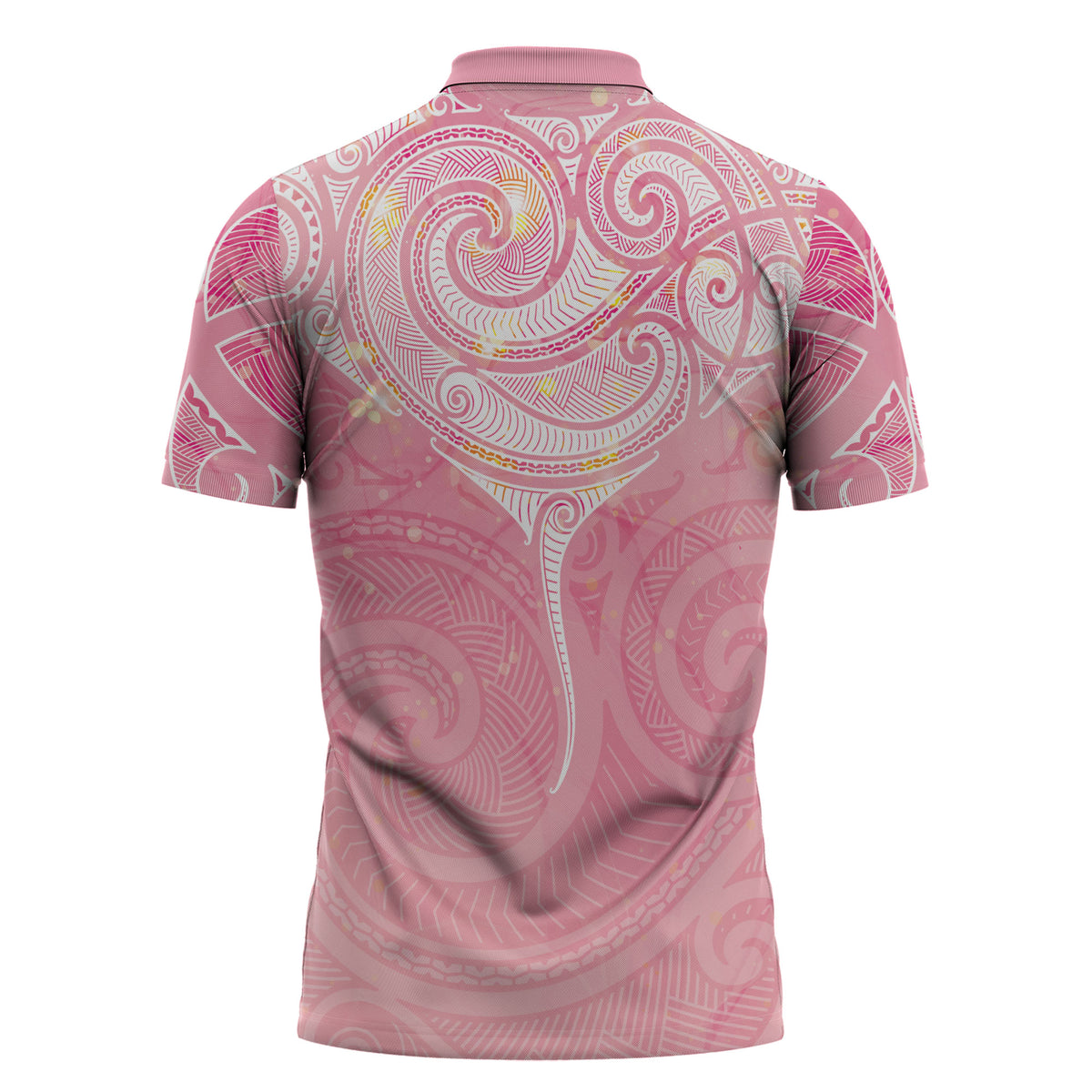 Breast Cancer Movement Maori Aotearoa Zipper Polo Shirt Manta Ray - Pink Glaze