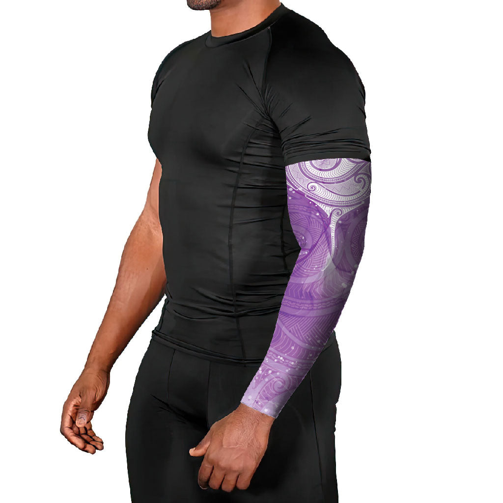 Epilepsy Month Maori Aotearoa Arm Sleeves Manta Ray - Purple Glaze