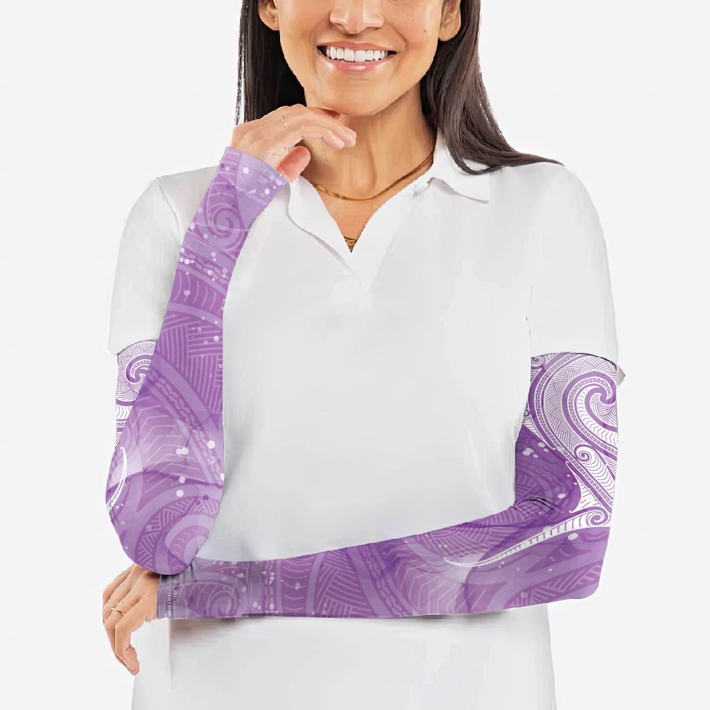 Epilepsy Month Maori Aotearoa Arm Sleeves Manta Ray - Purple Glaze
