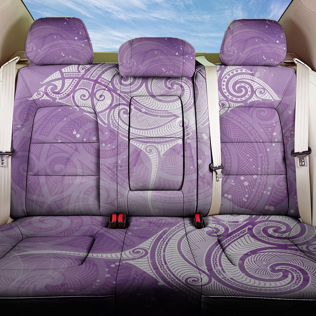 Epilepsy Month Maori Aotearoa Back Car Seat Cover Manta Ray - Purple Glaze
