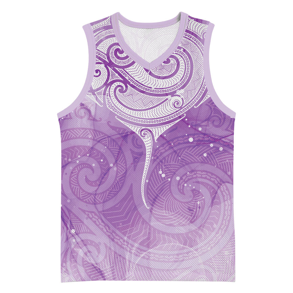 Epilepsy Month Maori Aotearoa Basketball Jersey Manta Ray - Purple Glaze