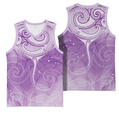 Epilepsy Month Maori Aotearoa Basketball Jersey Manta Ray - Purple Glaze