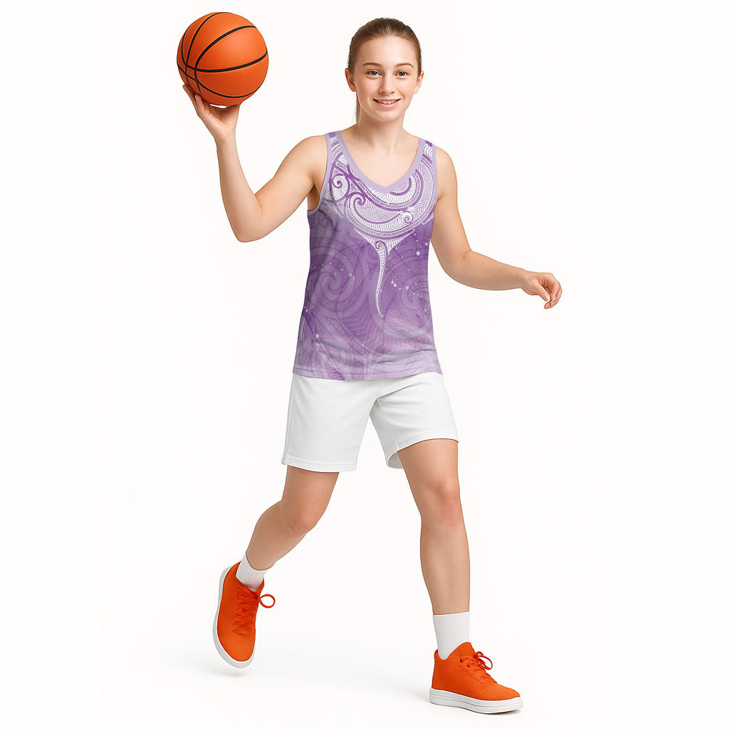 Epilepsy Month Maori Aotearoa Basketball Jersey Manta Ray - Purple Glaze