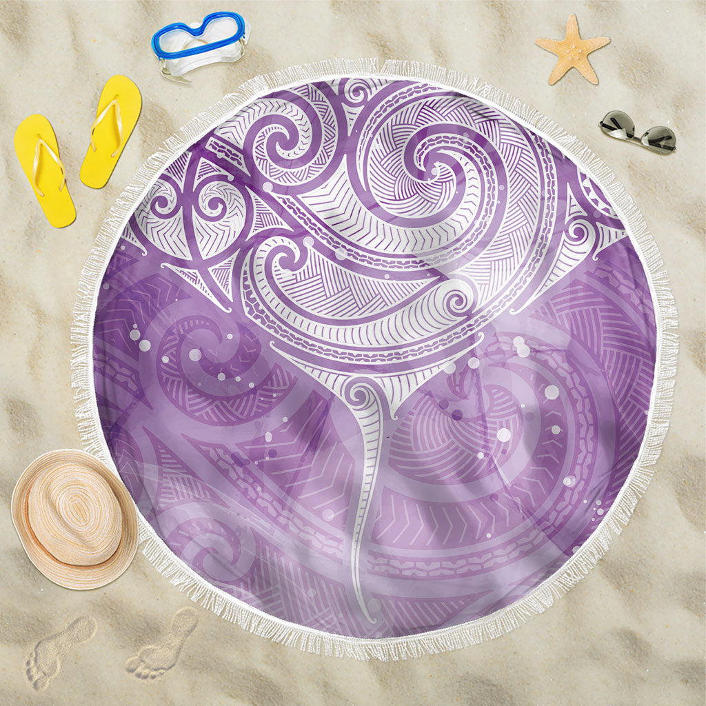 Epilepsy Month Maori Aotearoa Beach Blanket Manta Ray - Purple Glaze