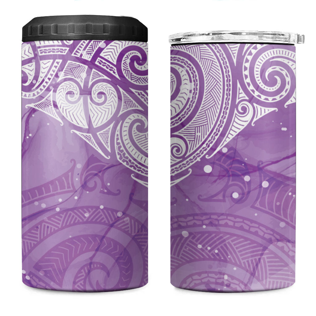 Epilepsy Month Maori Aotearoa 4 in 1 Can Cooler Tumbler Manta Ray - Purple Glaze