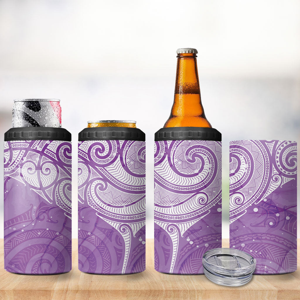 Epilepsy Month Maori Aotearoa 4 in 1 Can Cooler Tumbler Manta Ray - Purple Glaze