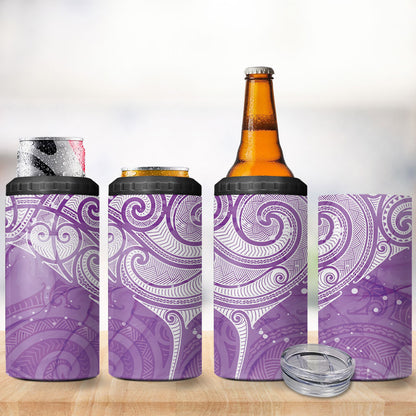 Epilepsy Month Maori Aotearoa 4 in 1 Can Cooler Tumbler Manta Ray - Purple Glaze
