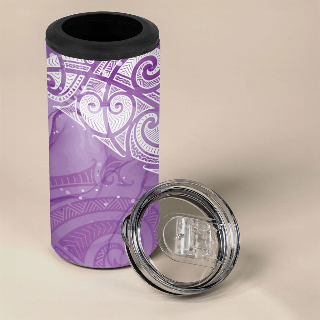 Epilepsy Month Maori Aotearoa 4 in 1 Can Cooler Tumbler Manta Ray - Purple Glaze